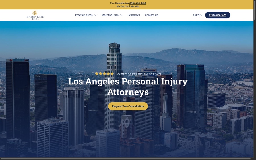 Screenshot of the Golden Gate Legal website homepage